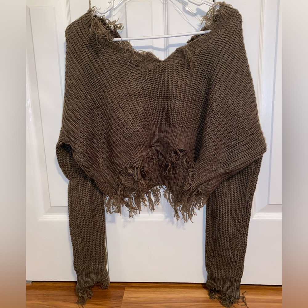 Distressed Green Sweater